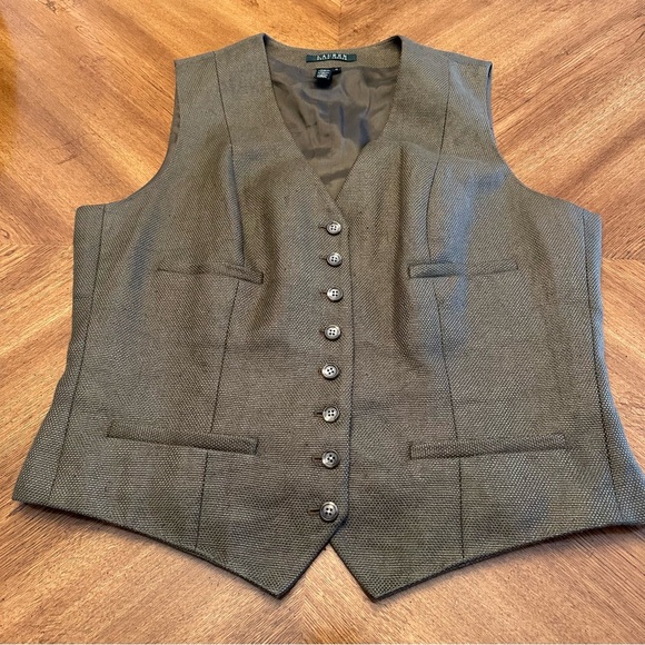 Lauren Ralph Lauren Linen Button Front Vest, Size 14, Women's Academia - Picture 5 of 12